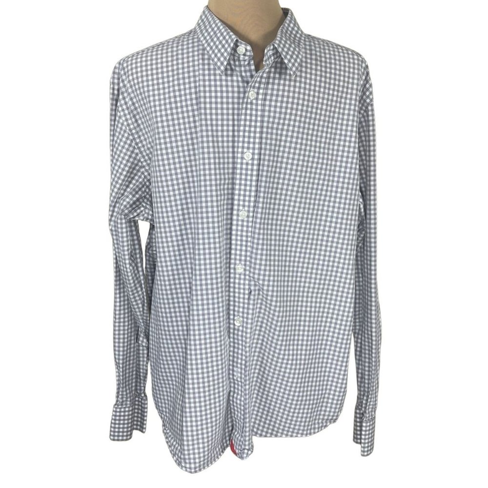 UNTUCKit Men's Shirt Gray White Check Long Sleeve Button Front Casual Shirt XL